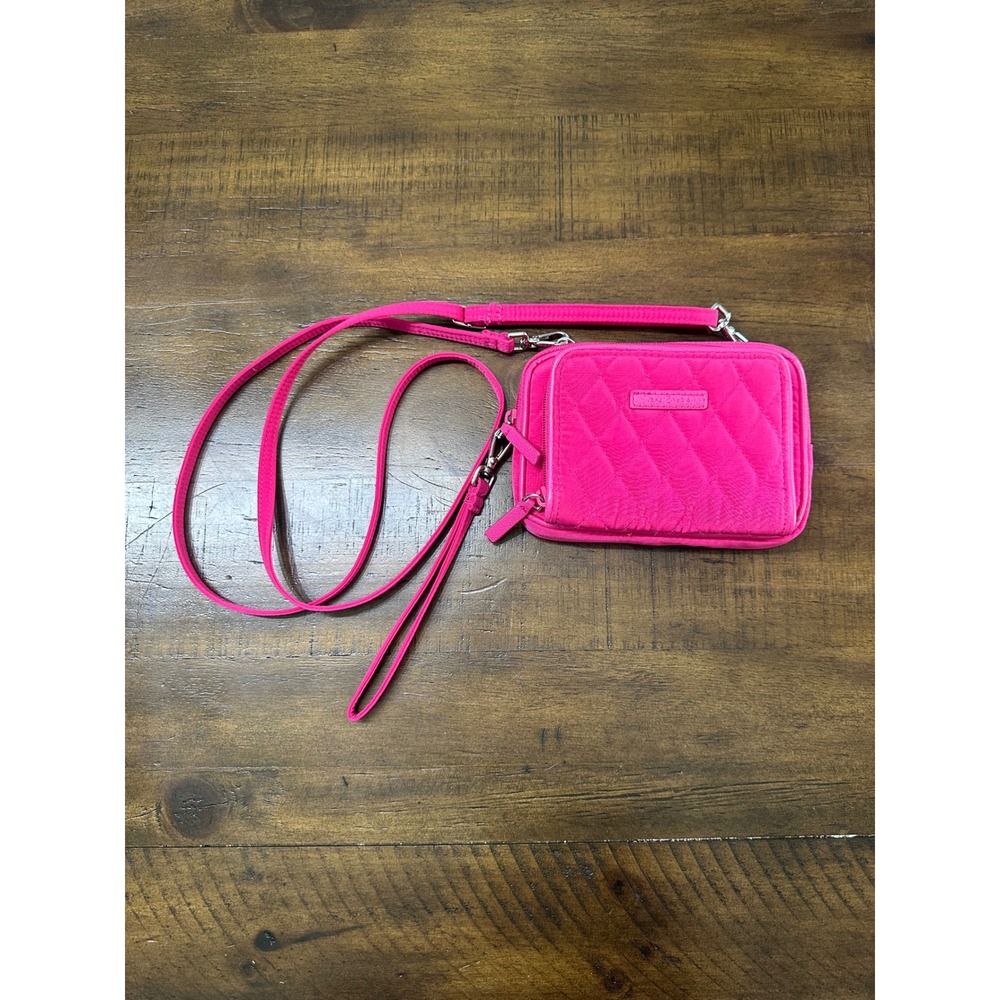 Vera Bradley Hot Pink Quilted Microfiber All In One Crossbody Wallet Wristlet